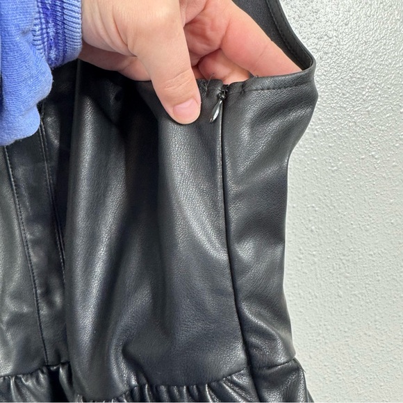 Fate Black Faux Leather Mini Dress Size Medium - Picture 5 of 7